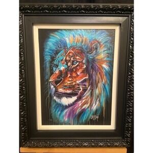 Christian Masot Mighty Lion Giclee Canvas Art Framed Park West COA